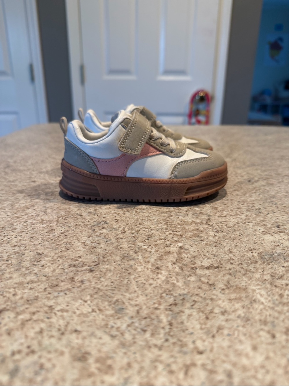 Carter's White, Pink & Tan Toddler Sneakers